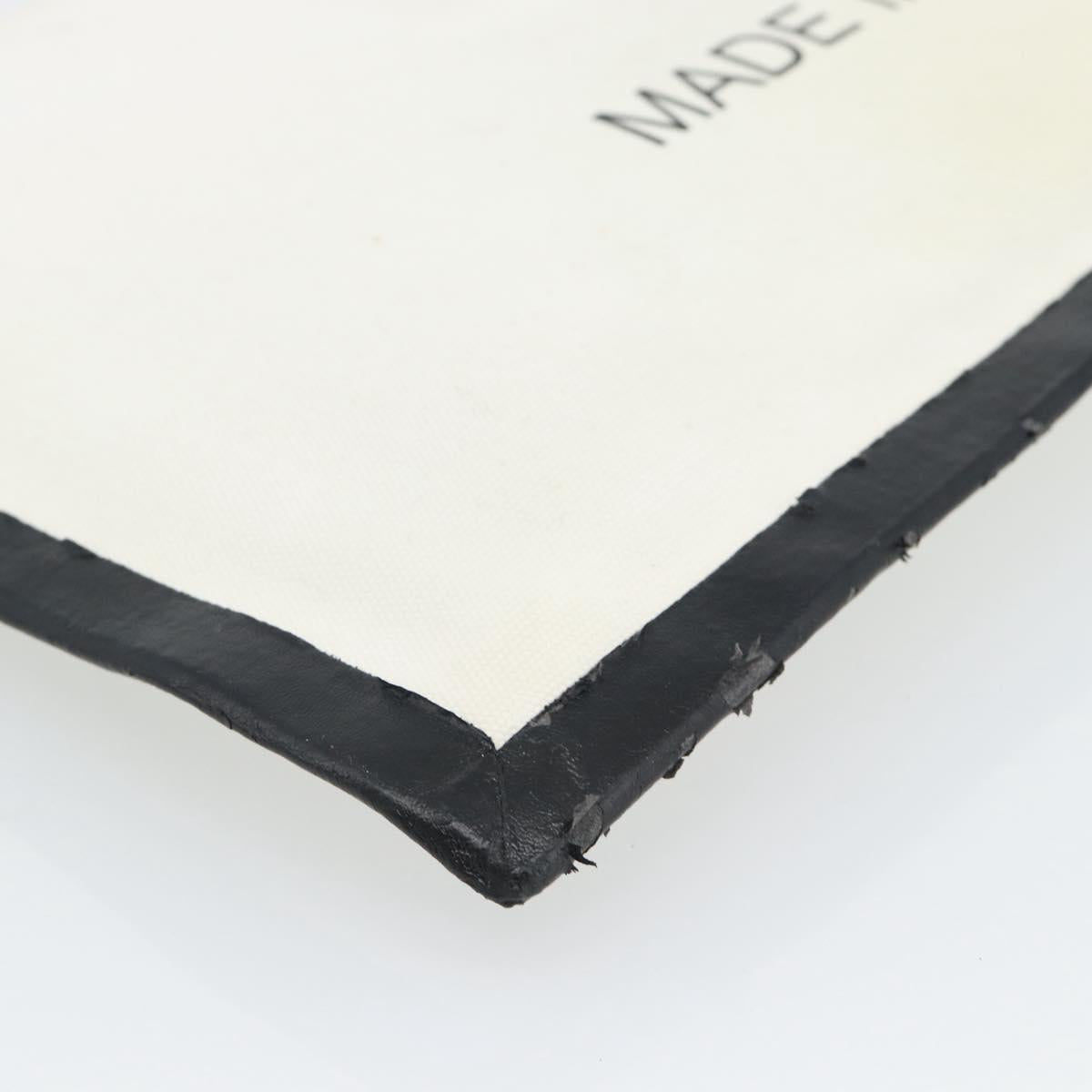 CELINE Clutch Bag Canvas White Black Auth bs24215