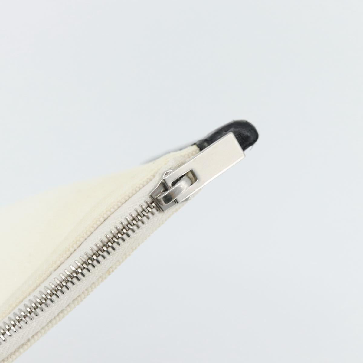 CELINE Clutch Bag Canvas White Black Auth bs24215