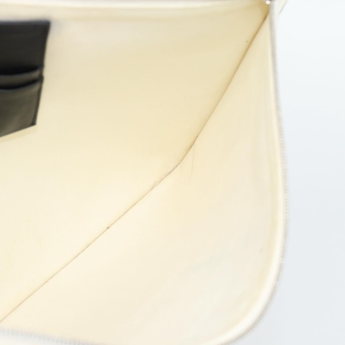 CELINE Clutch Bag Canvas White Black Auth bs24215