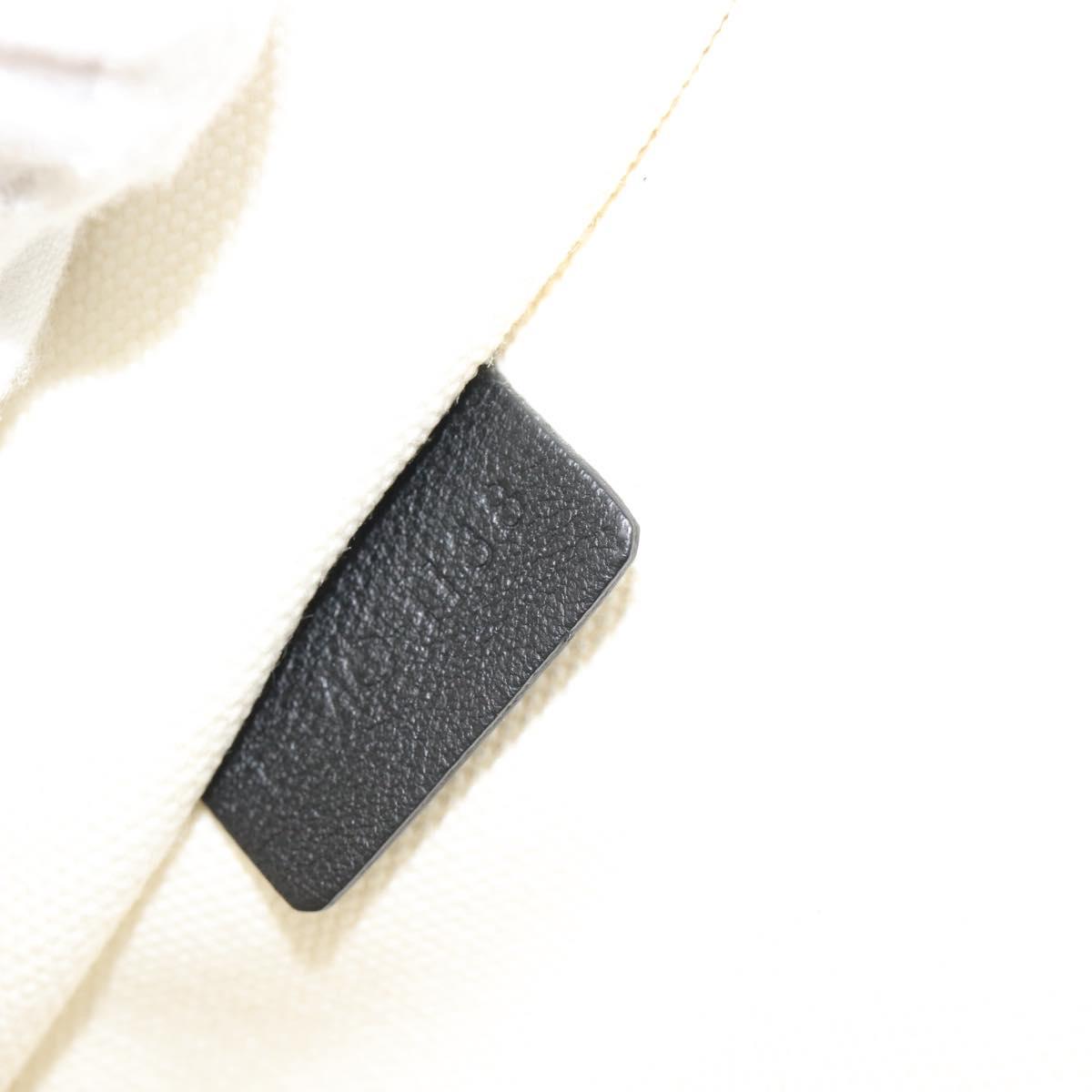 CELINE Clutch Bag Canvas White Black Auth bs24215