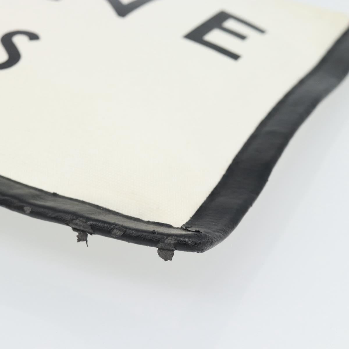 CELINE Clutch Bag Canvas White Black Auth bs24215