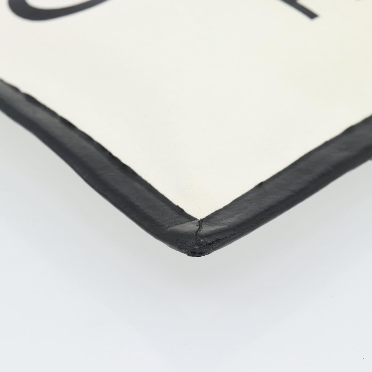 CELINE Clutch Bag Canvas White Black Auth bs24215