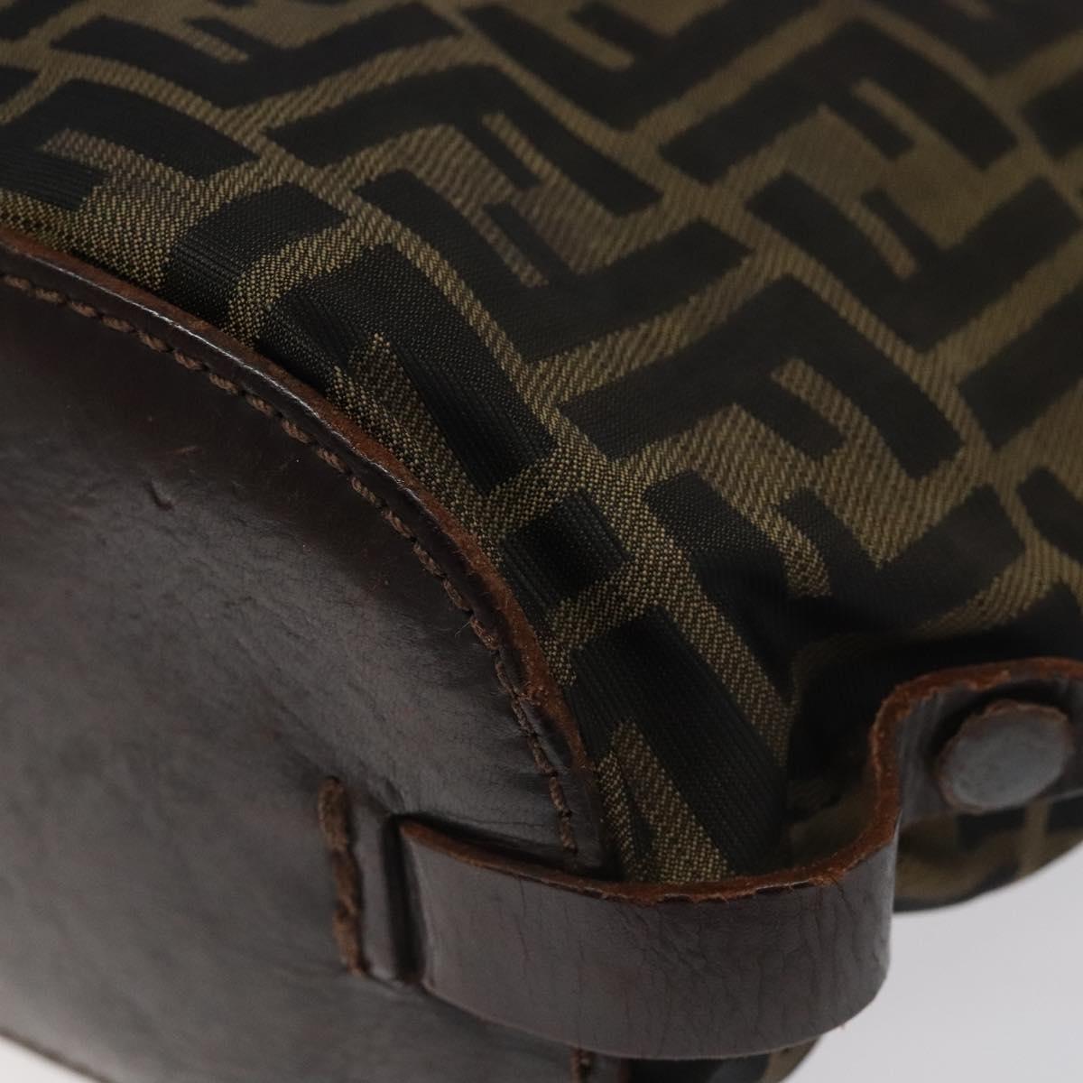 FENDI Zucca Canvas Hand Bag Black Brown Silver Auth bs24219