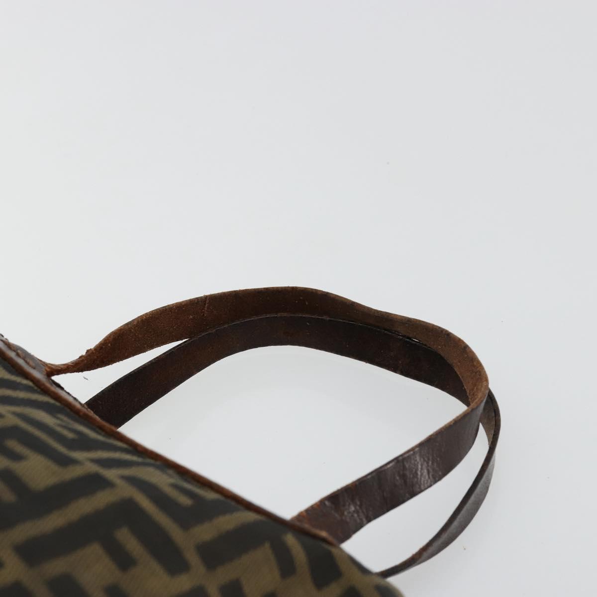 FENDI Zucca Canvas Hand Bag Black Brown Silver Auth bs24219
