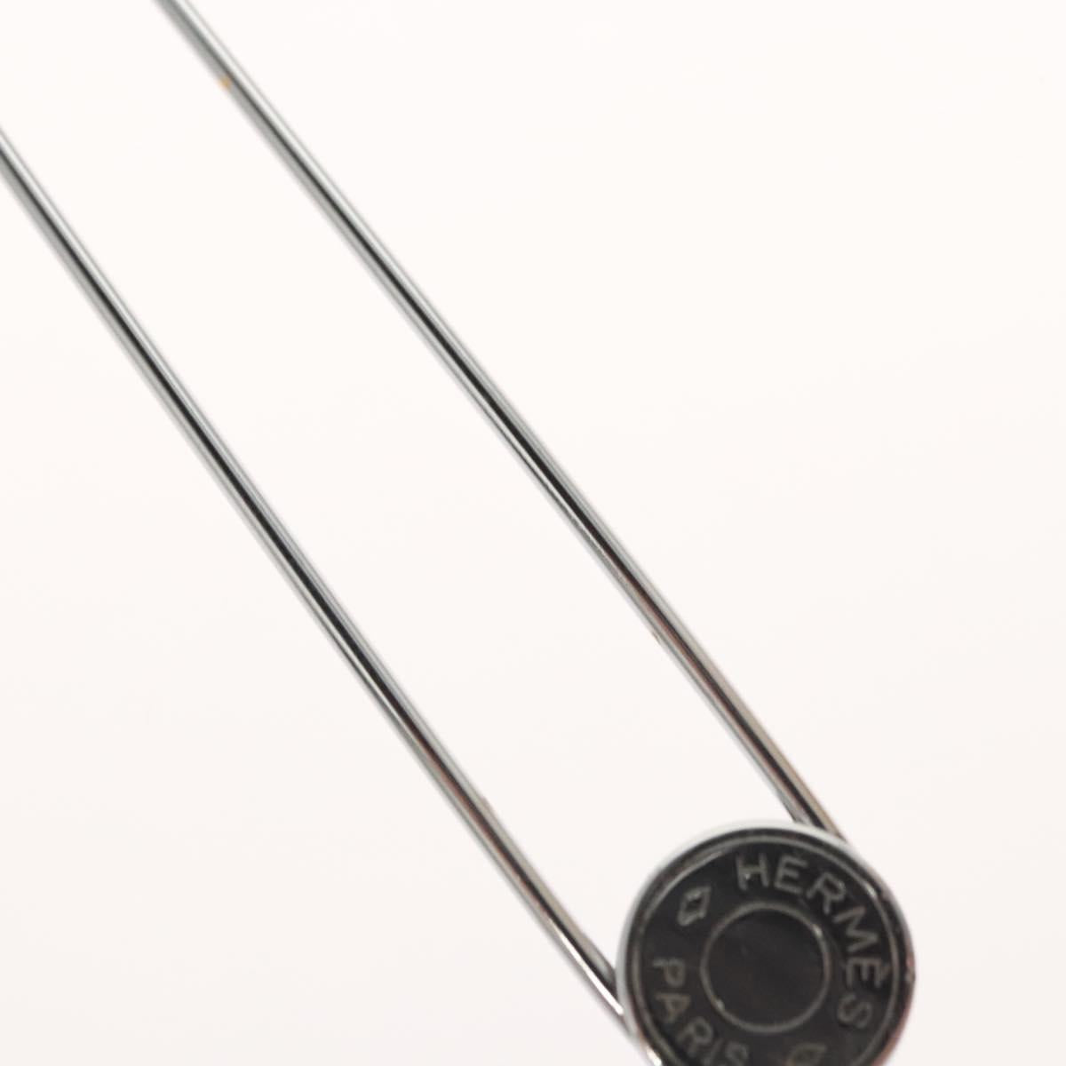 HERMES Serie Pin Brooch metal Silver Auth bs24245