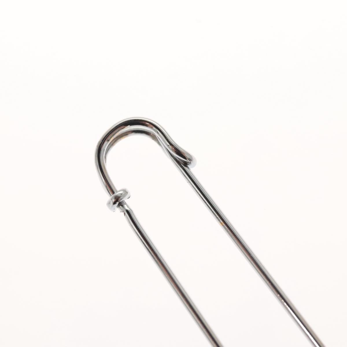 HERMES Serie Pin Brooch metal Silver Auth bs24245