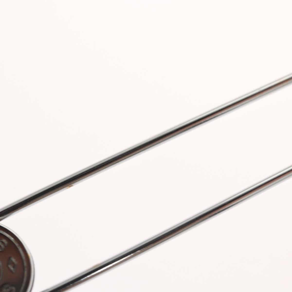 HERMES Serie Pin Brooch metal Silver Auth bs24245