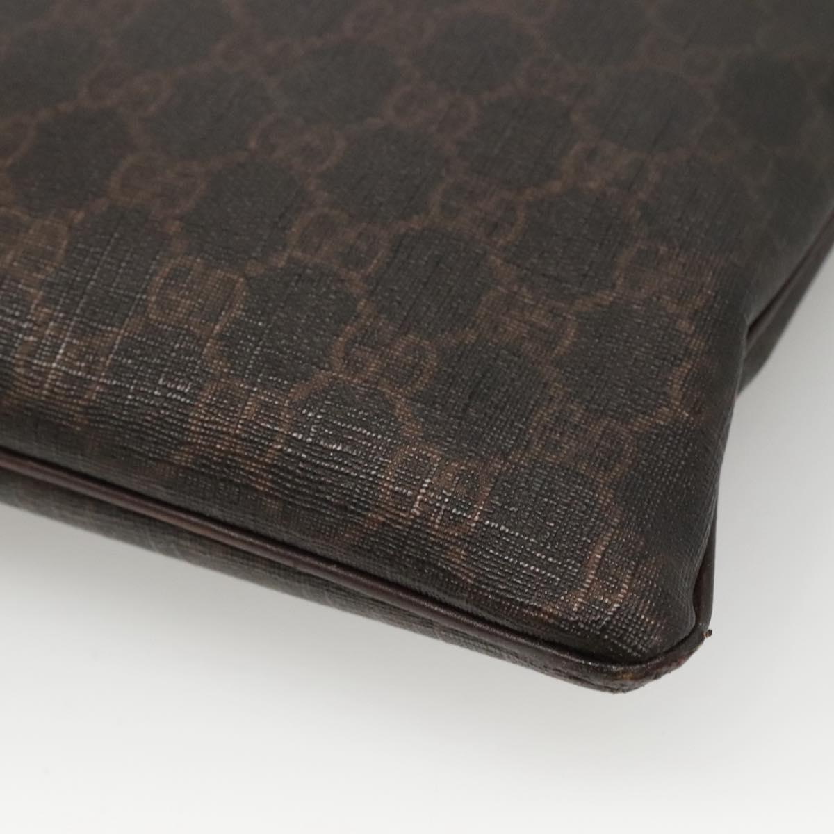 GUCCI GG Supreme Shoulder Bag PVC Outlet Brown Silver 264217 Auth bs24270