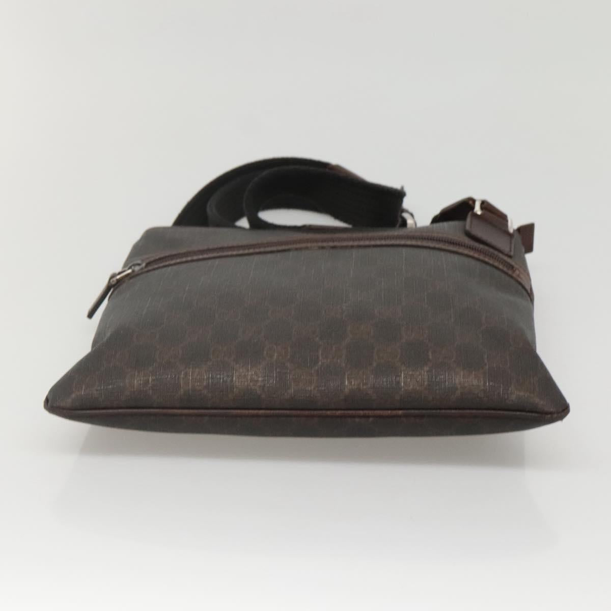 GUCCI GG Supreme Shoulder Bag PVC Outlet Brown Silver 264217 Auth bs24270