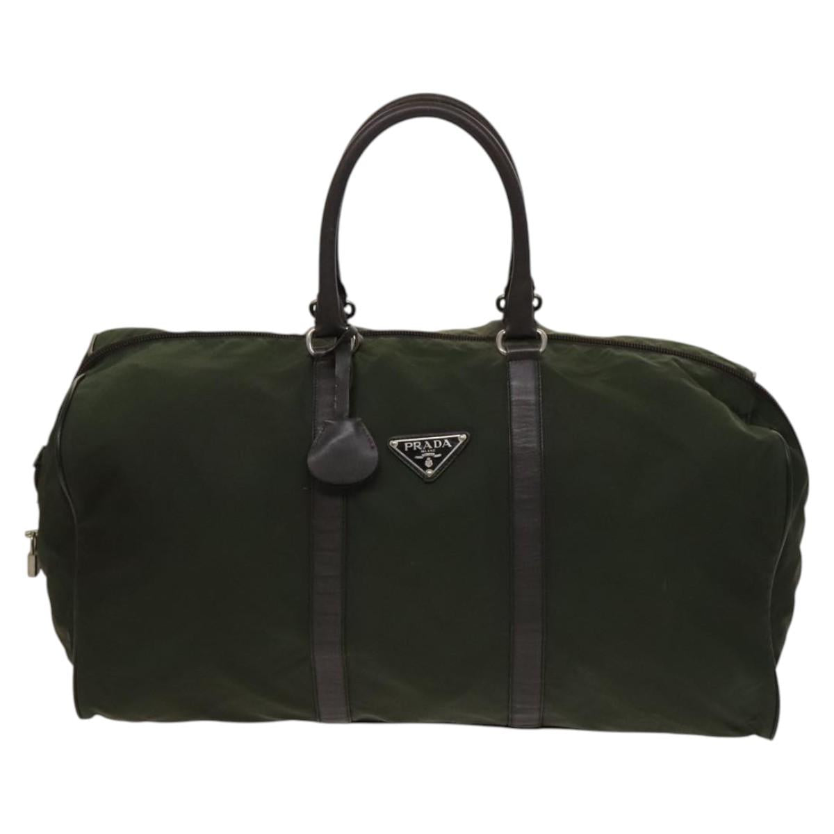 PRADA Boston Bag Nylon Khaki Auth bs24276