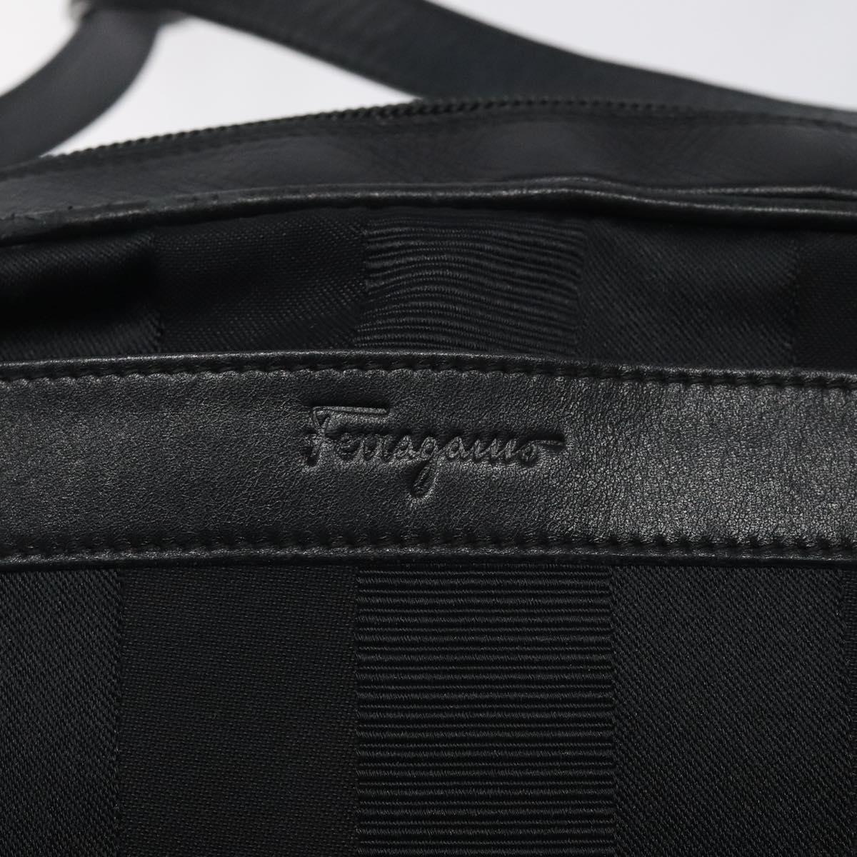 Salvatore Ferragamo Shoulder Bag Canvas Leather Black Auth bs24292