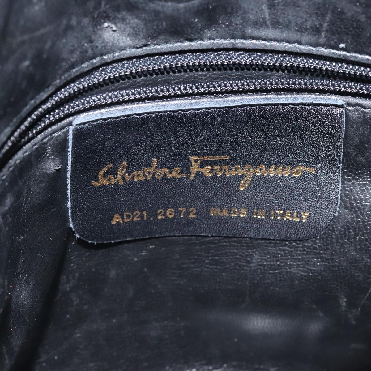 Salvatore Ferragamo Shoulder Bag Canvas Leather Black Auth bs24292