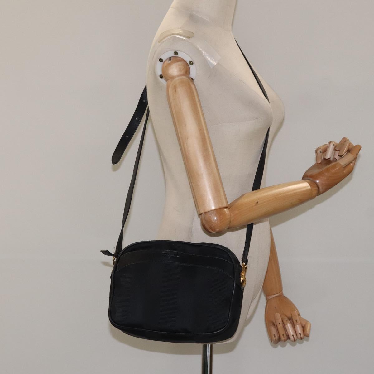 Salvatore Ferragamo Shoulder Bag Canvas Leather Black Auth bs24292