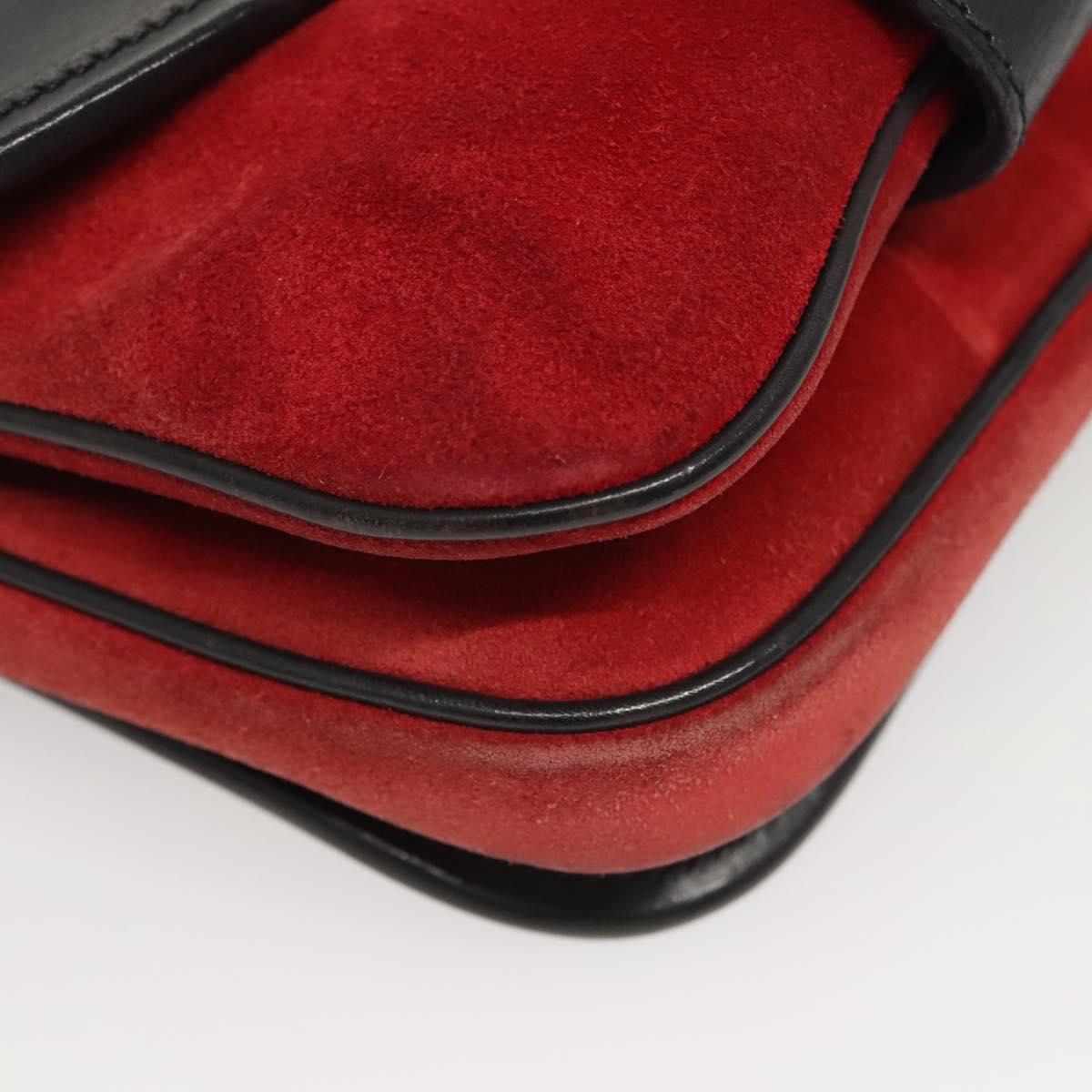 Miu Miu Shoulder Bag Suede Leather Red Black Auth bs24294