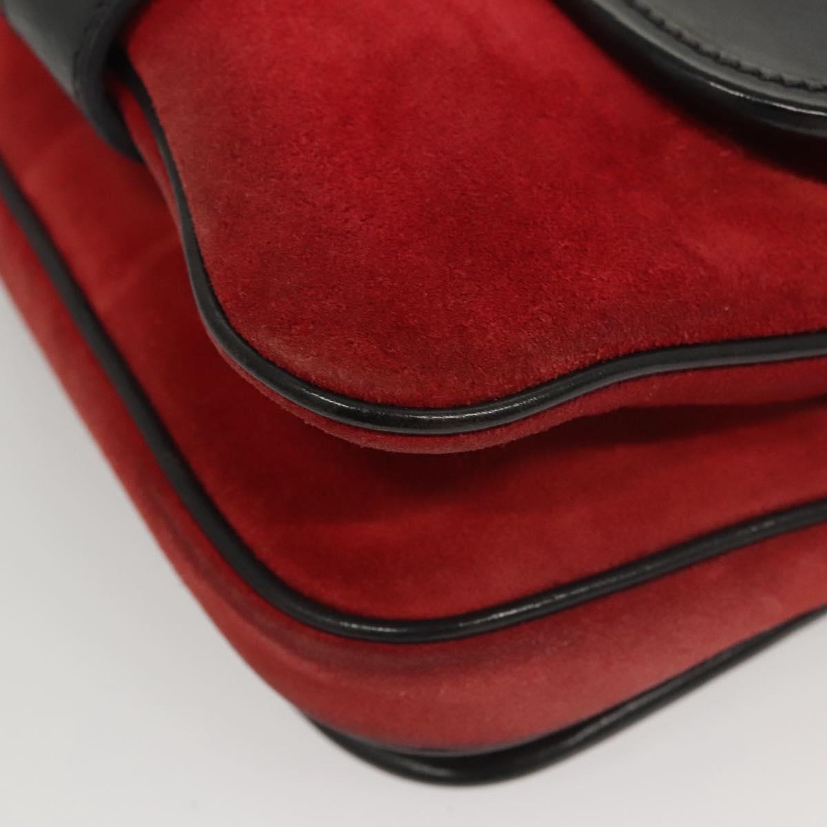 Miu Miu Shoulder Bag Suede Leather Red Black Auth bs24294