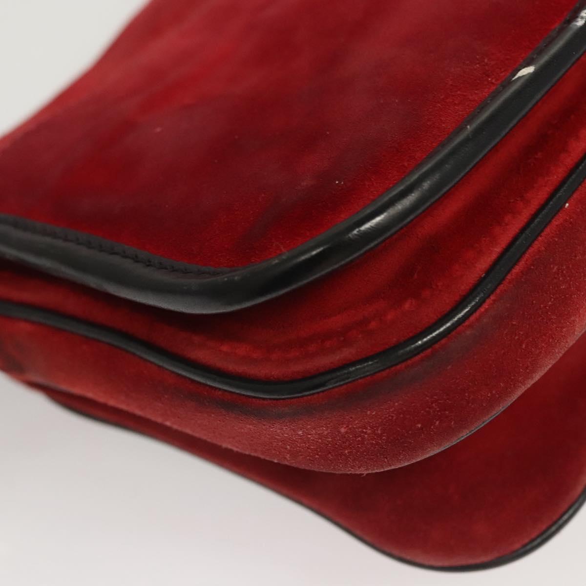 Miu Miu Shoulder Bag Suede Leather Red Black Auth bs24294