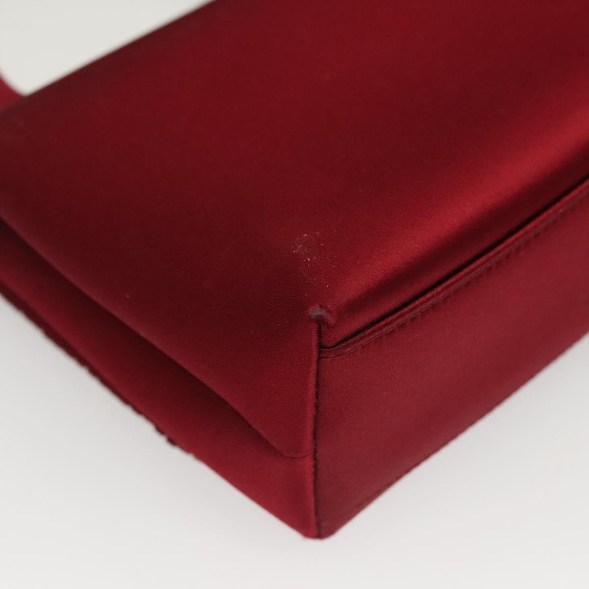 CHANEL Shoulder Bag Satin Red CC Auth bs24300