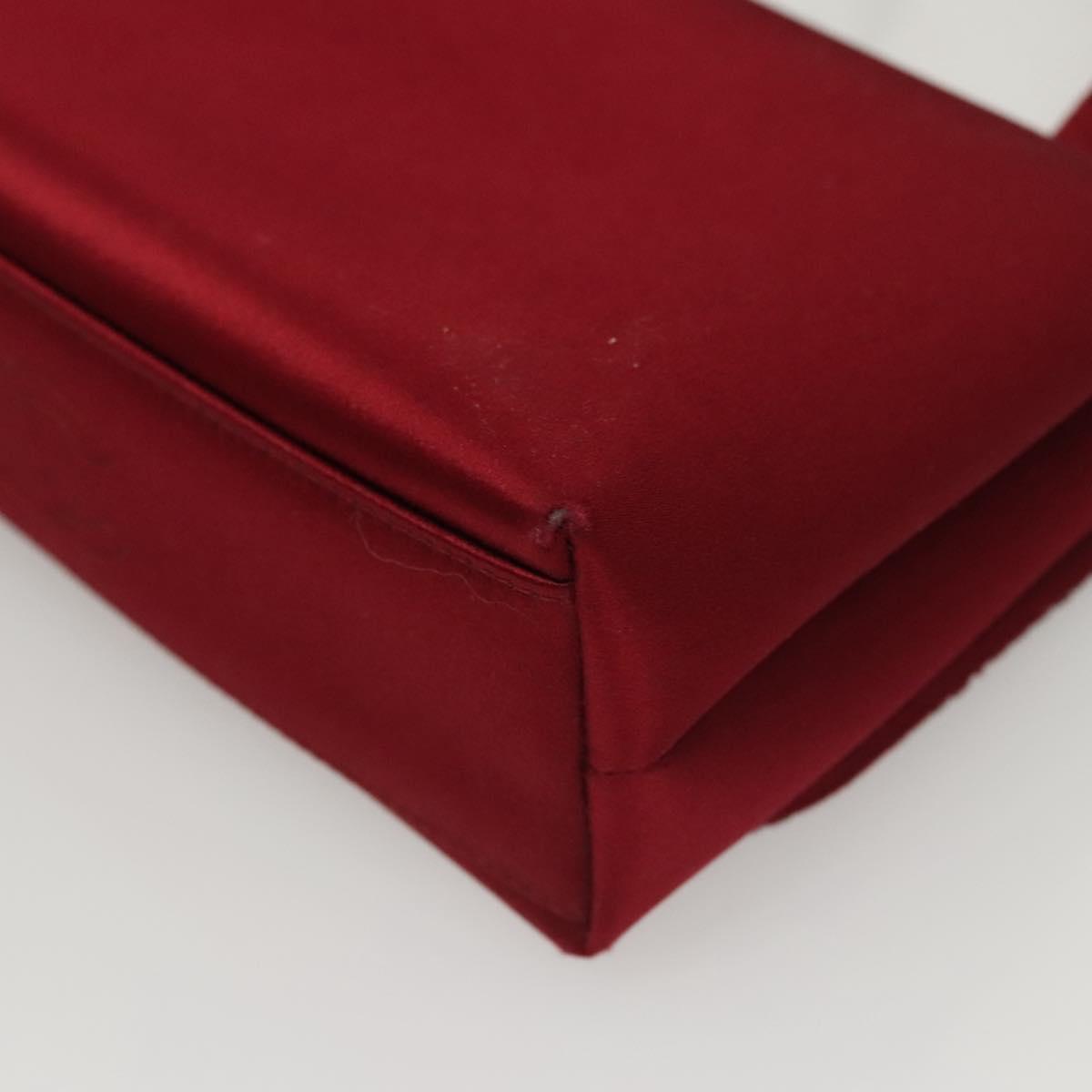 CHANEL Shoulder Bag Satin Red CC Auth bs24300