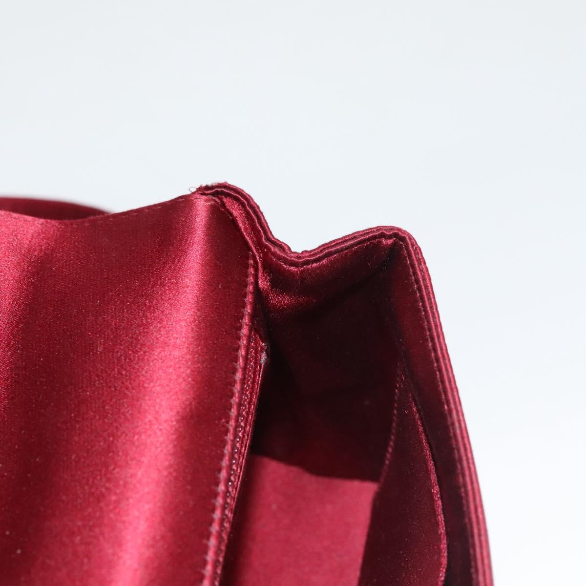 CHANEL Shoulder Bag Satin Red CC Auth bs24300
