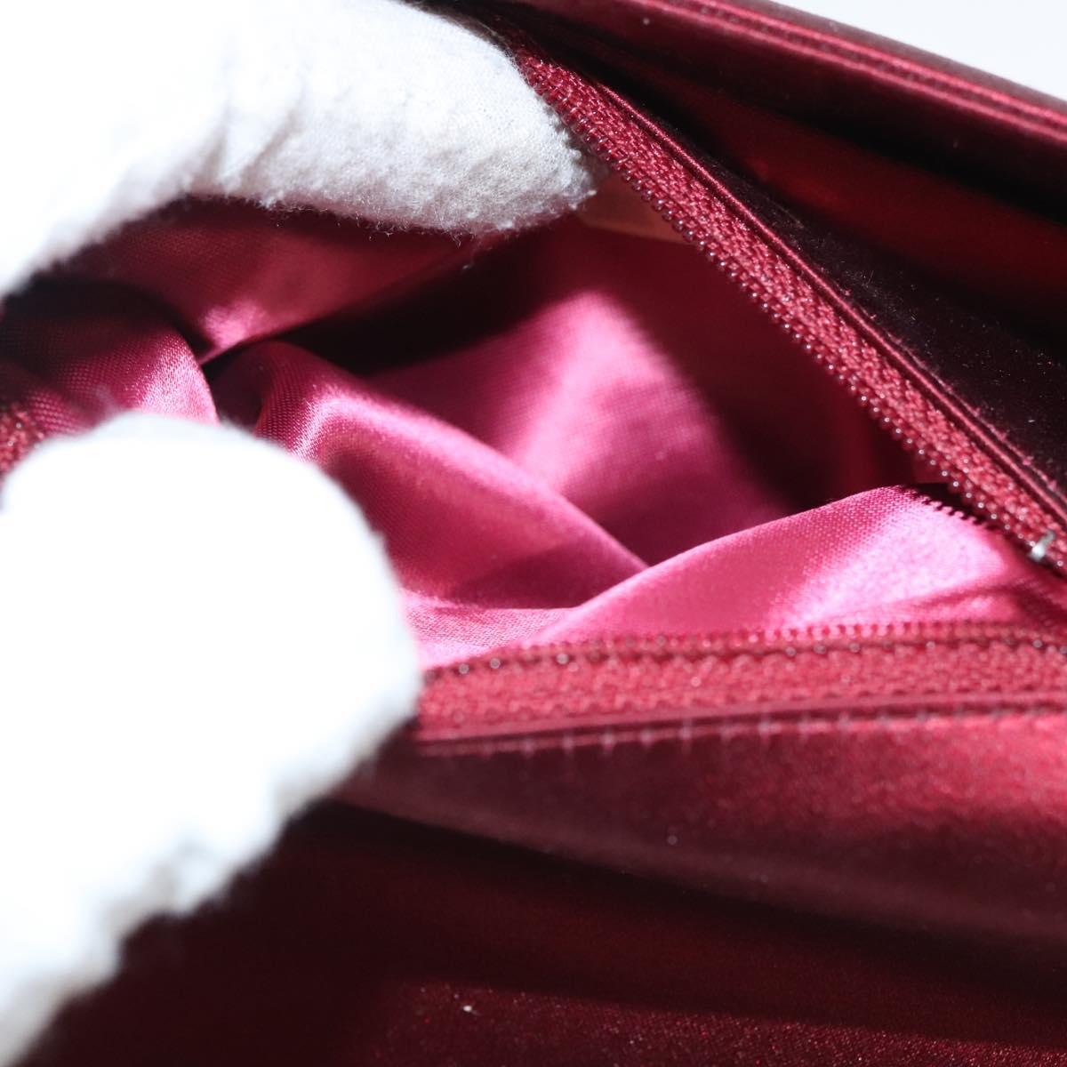 CHANEL Shoulder Bag Satin Red CC Auth bs24300