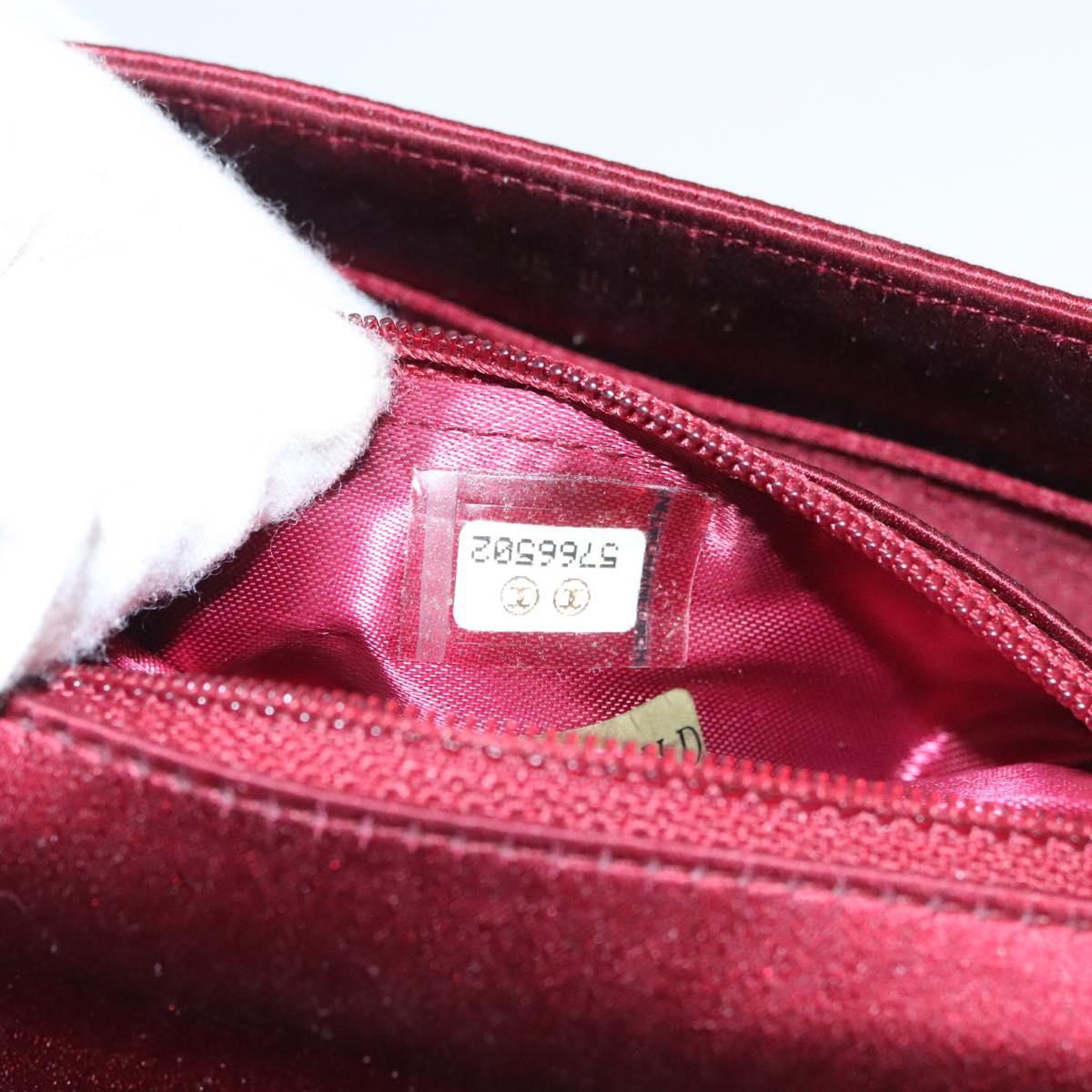 CHANEL Shoulder Bag Satin Red CC Auth bs24300
