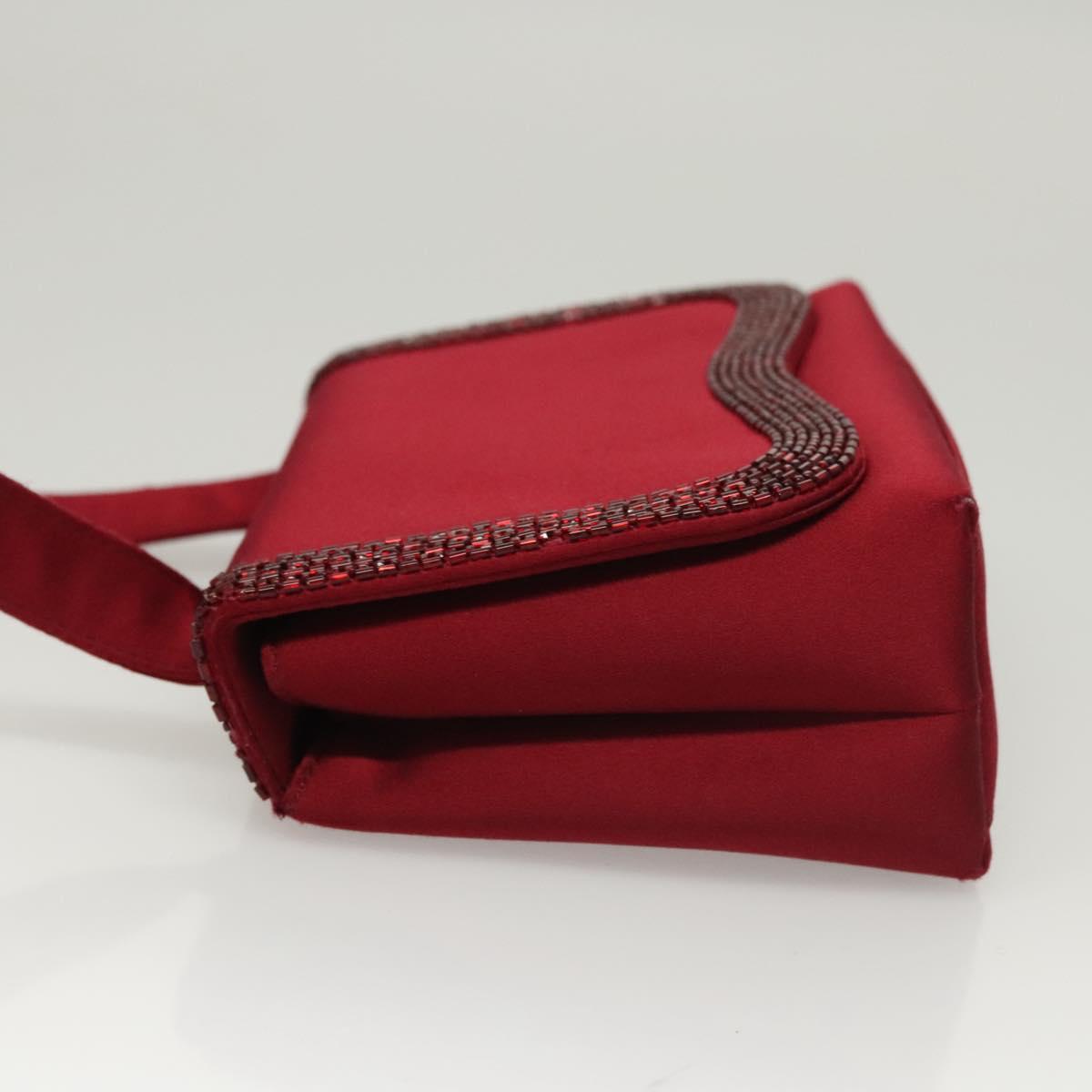 CHANEL Shoulder Bag Satin Red CC Auth bs24300