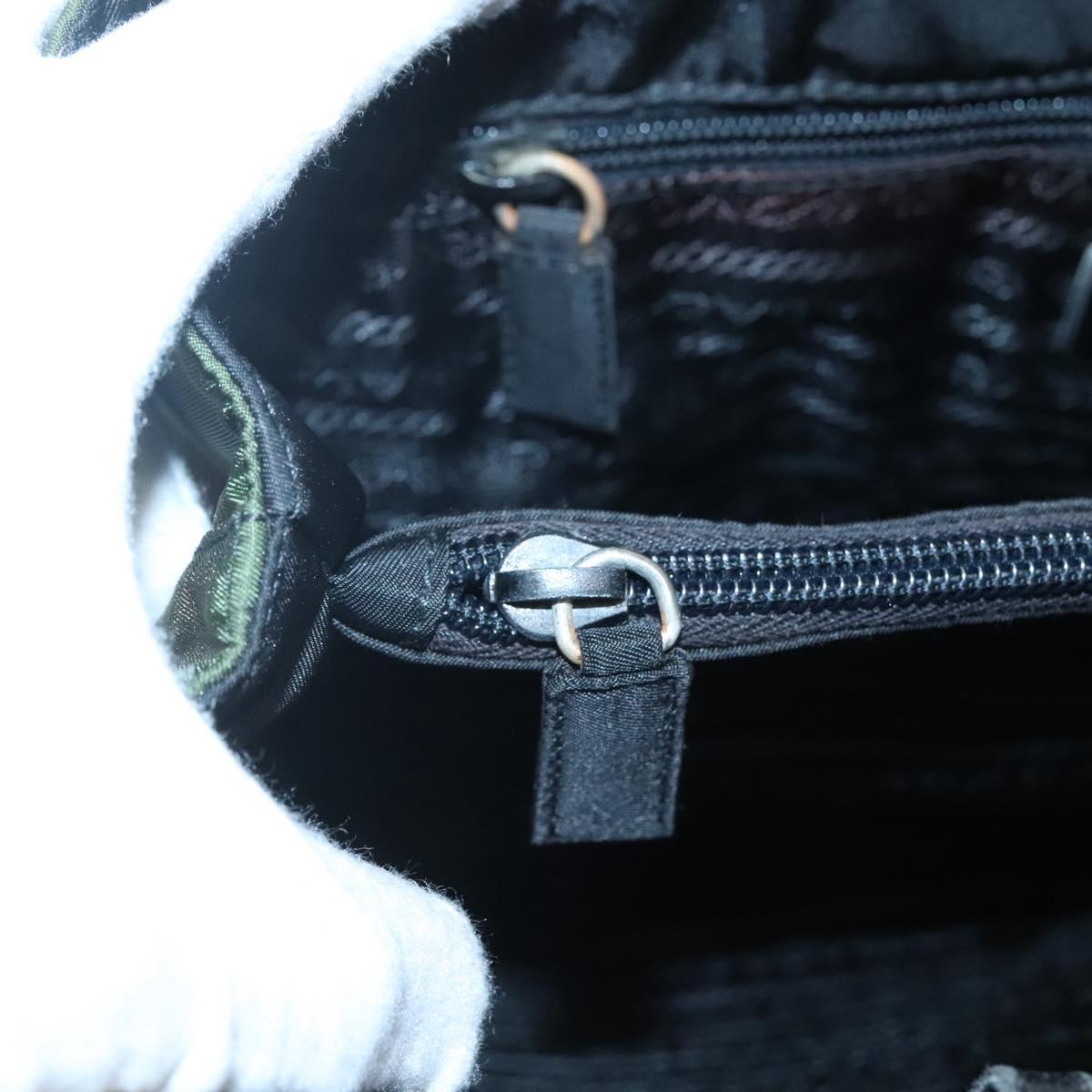 PRADA Shoulder Bag Nylon Khaki Silver Auth bs24325