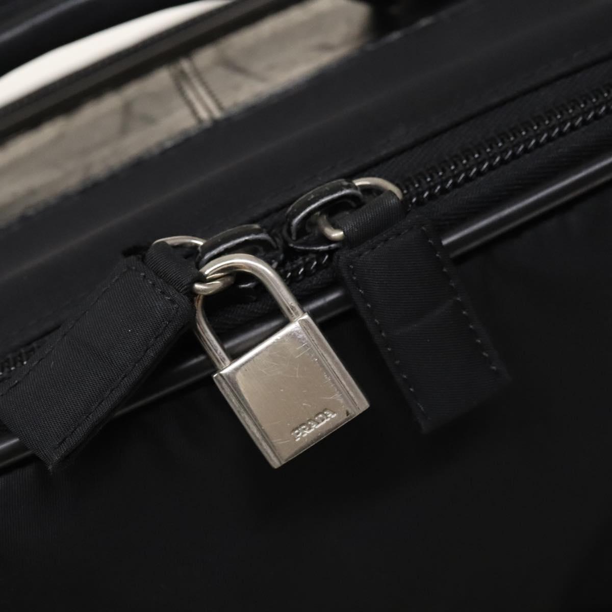 PRADA Suitcase Nylon Black Silver Auth bs24329