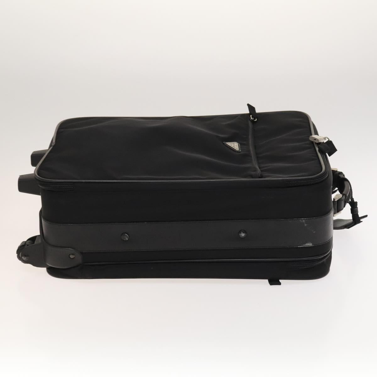 PRADA Suitcase Nylon Black Silver Auth bs24329