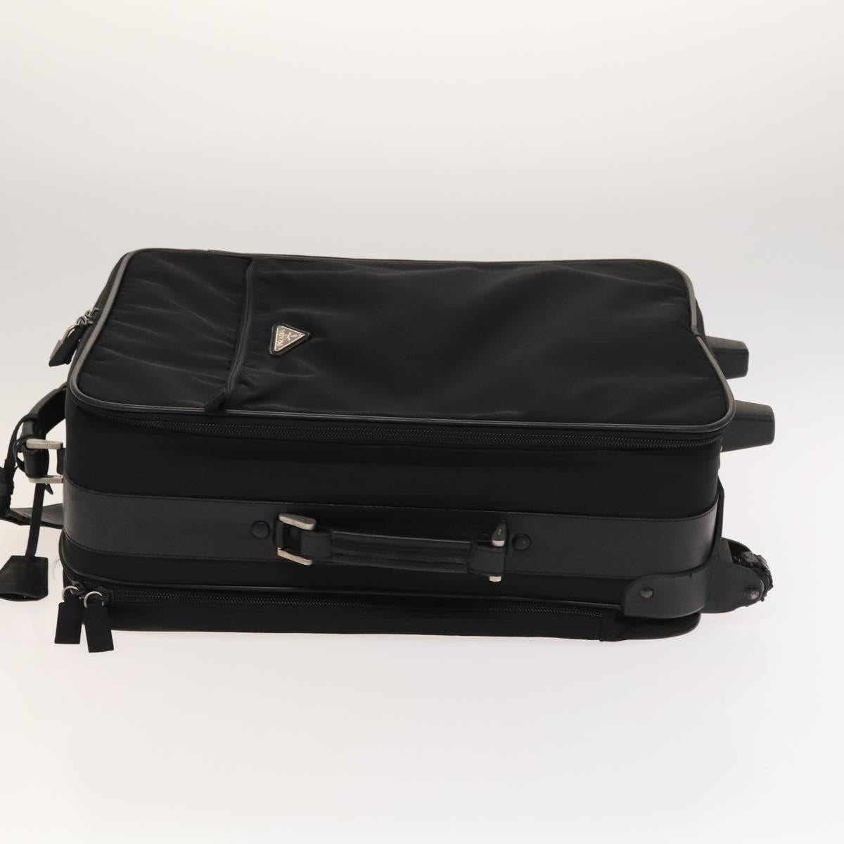 PRADA Suitcase Nylon Black Silver Auth bs24329