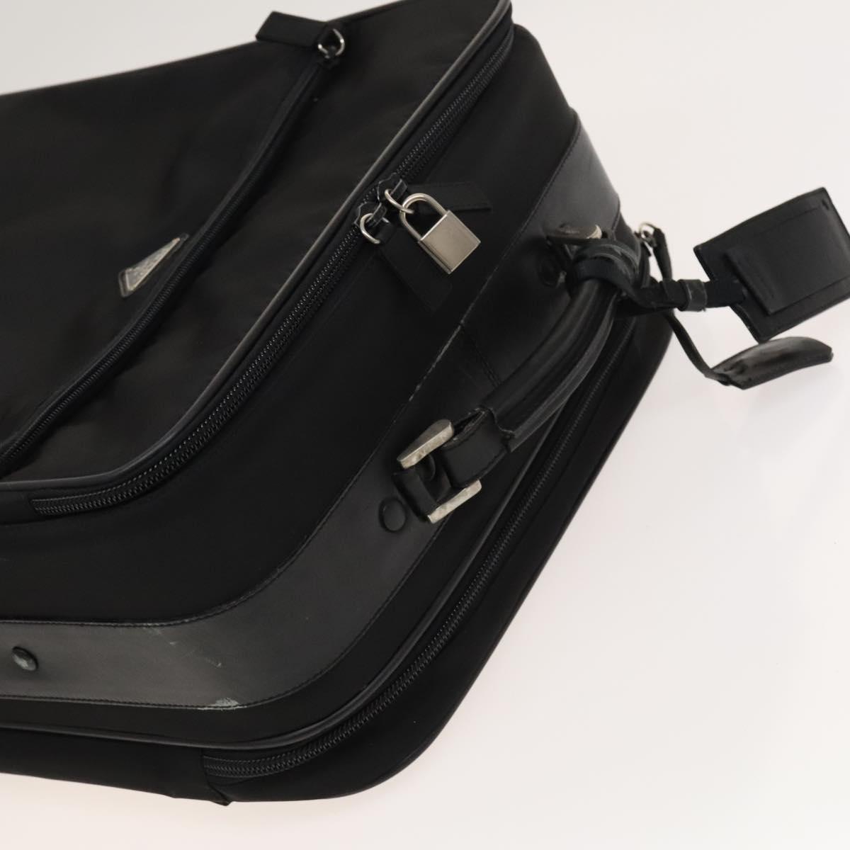PRADA Suitcase Nylon Black Silver Auth bs24329