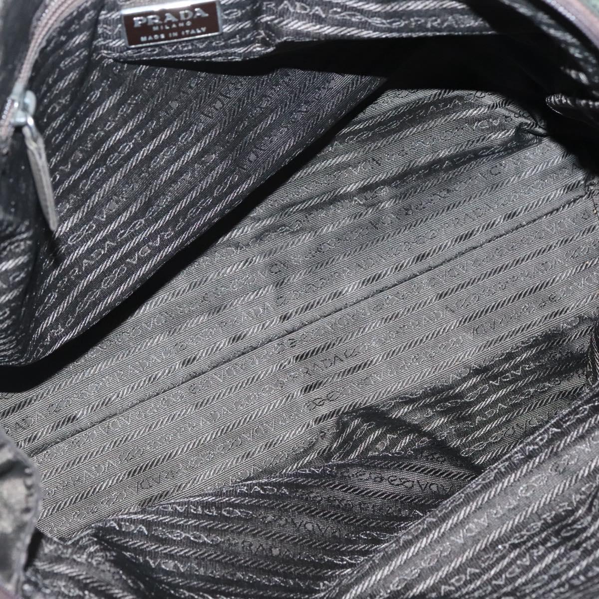 PRADA Hand Bag Nylon Khaki Silver Auth bs24401
