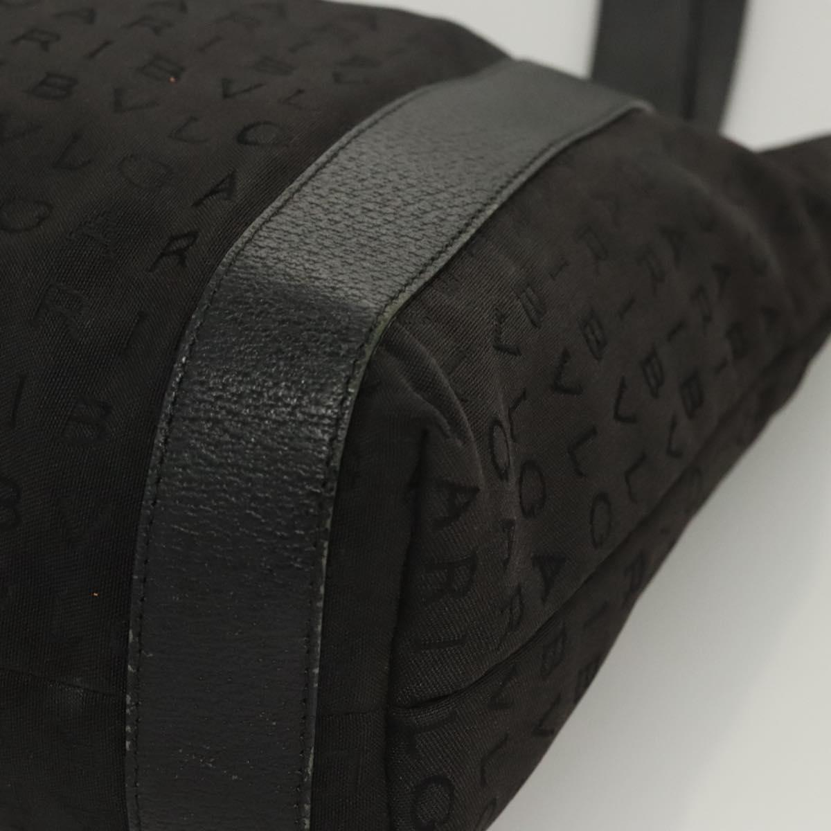 BVLGARI Logo mania Shoulder Bag Nylon Black Silver Auth bs24412