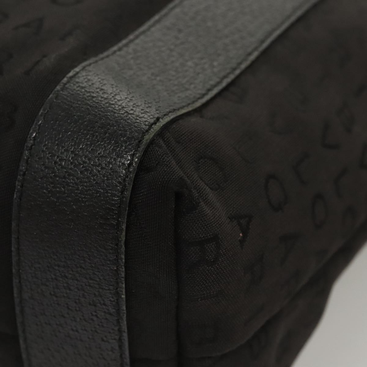 BVLGARI Logo mania Shoulder Bag Nylon Black Silver Auth bs24412