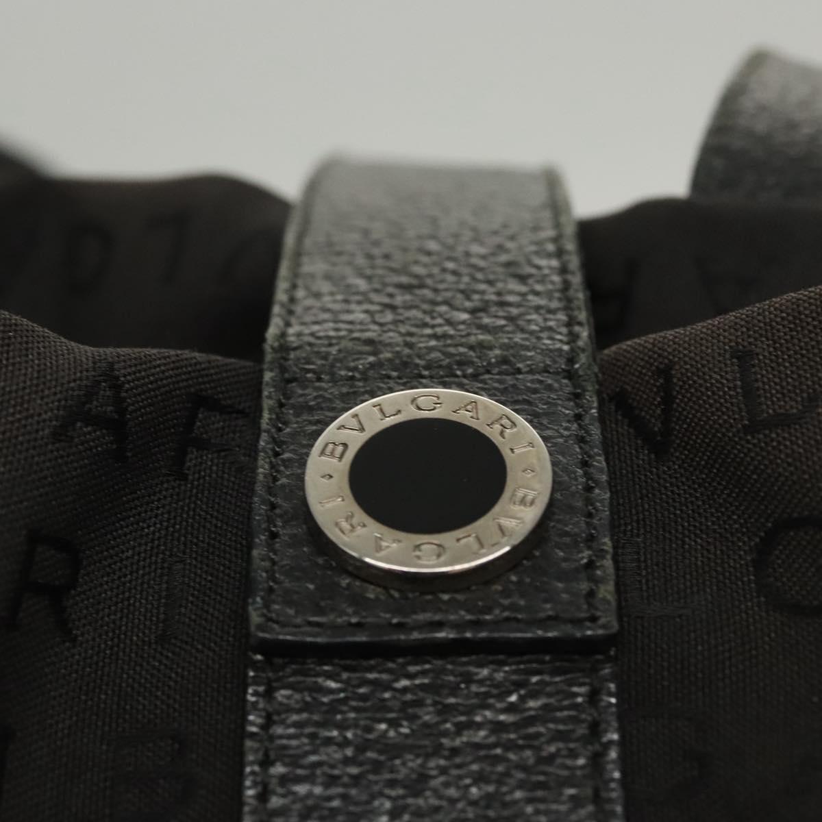 BVLGARI Logo mania Shoulder Bag Nylon Black Silver Auth bs24412