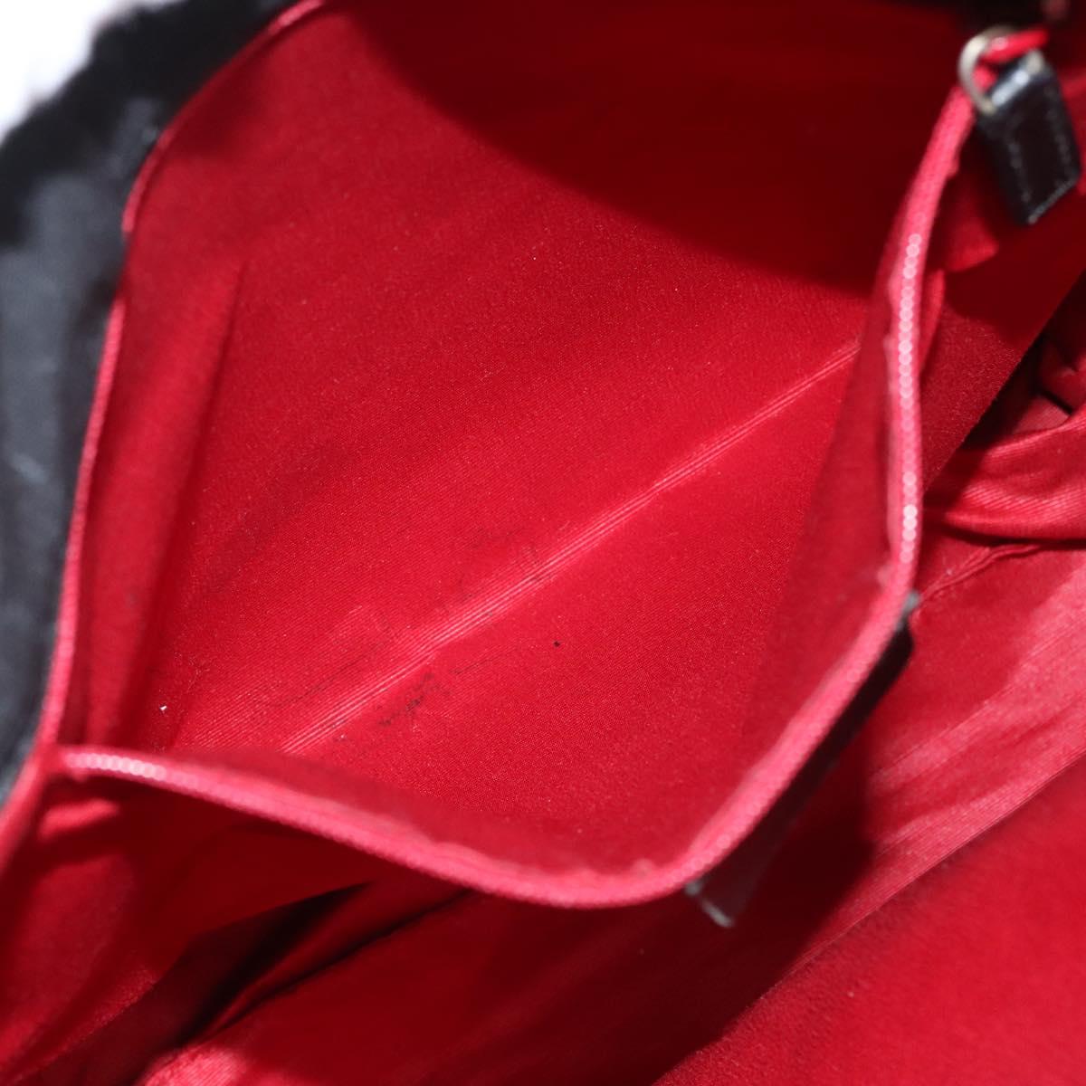 BVLGARI Logo mania Shoulder Bag Nylon Black Silver Auth bs24412