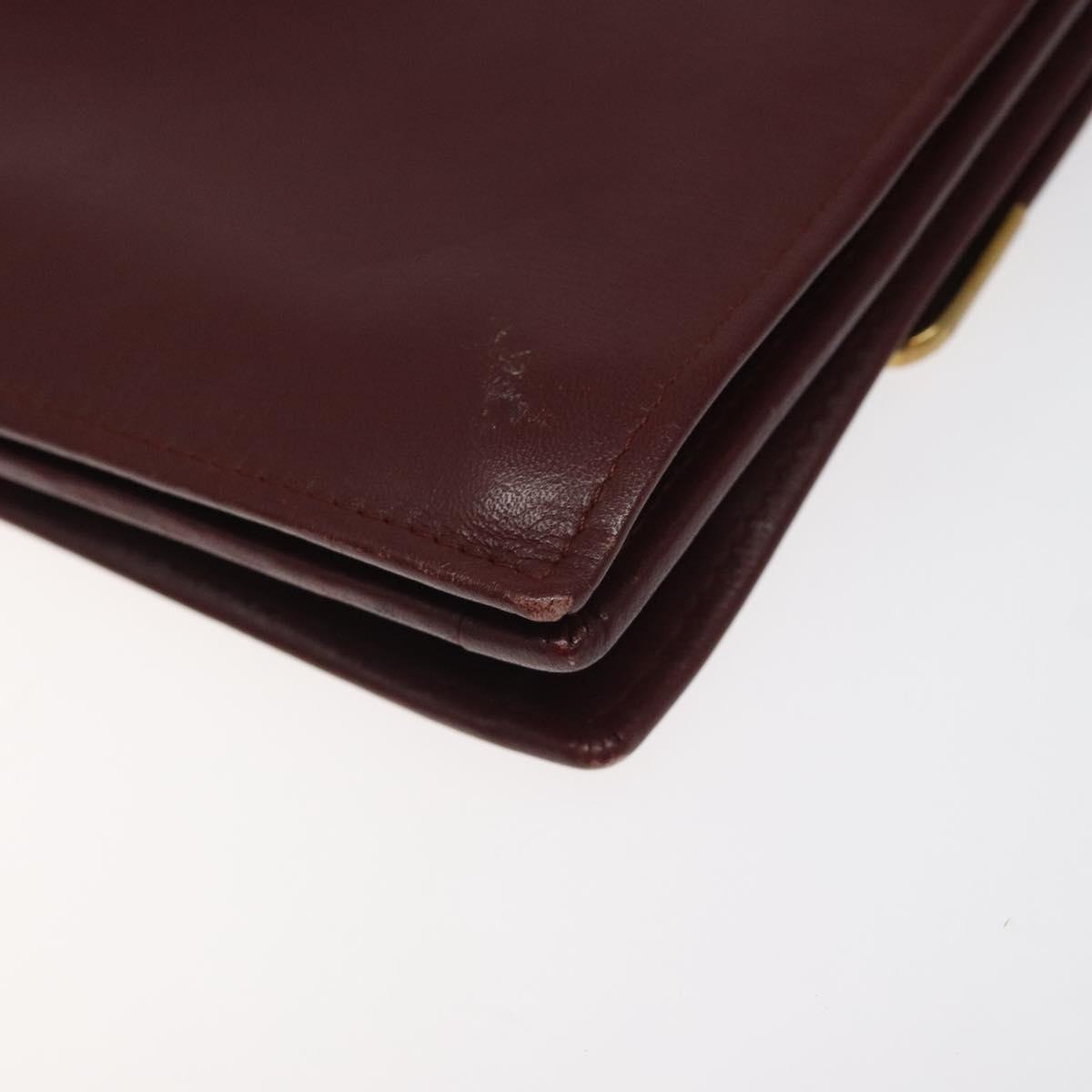 CARTIER Must Line Shoulder Bag Leather Bordeaux Gold Auth bs24414
