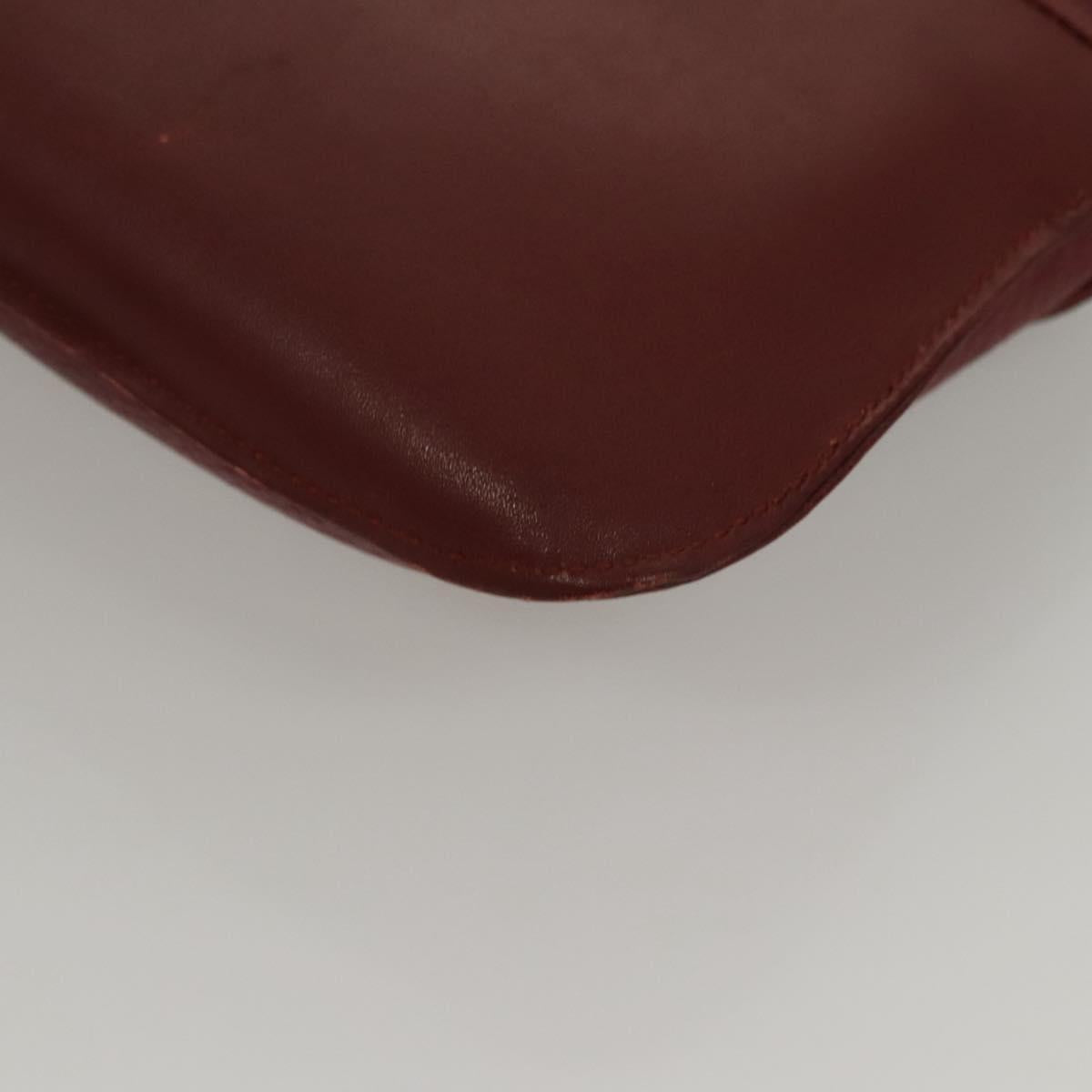 CARTIER Clutch Bag Leather Bordeaux Gold Auth bs24416