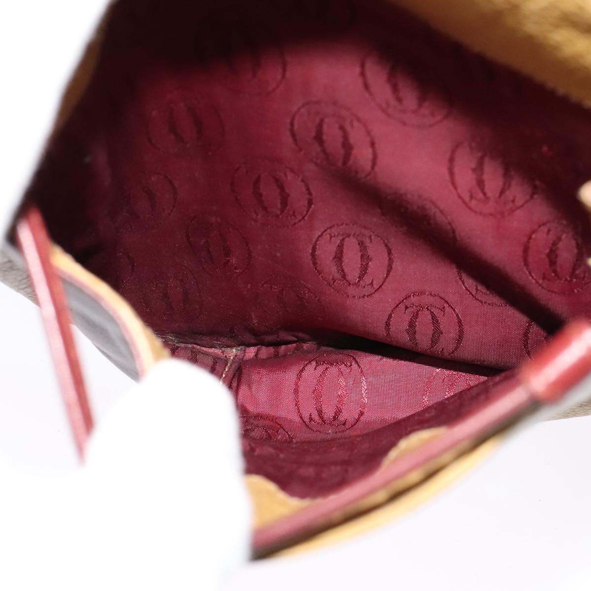 CARTIER Shoulder Bag Leather Yellow Gold Auth bs24418