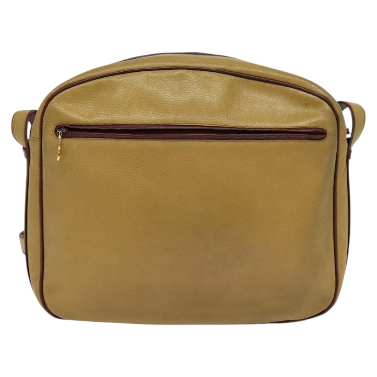 CARTIER Shoulder Bag Leather Yellow Gold Auth bs24418