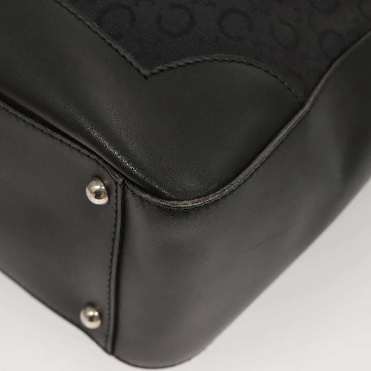 CELINE C Macadam Canvas Hand Bag Black Silver Auth bs24420