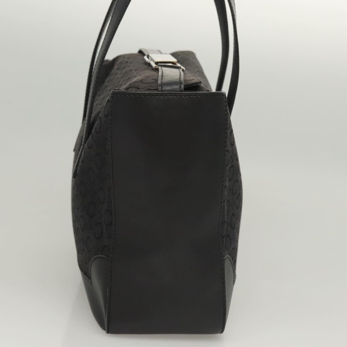 CELINE C Macadam Canvas Hand Bag Black Silver Auth bs24420