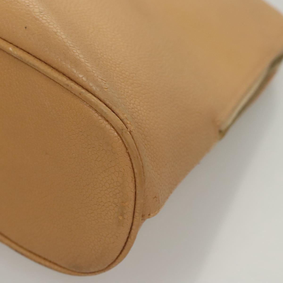 CHANEL Shoulder Bag Calf Skin Beige CC Auth bs24445