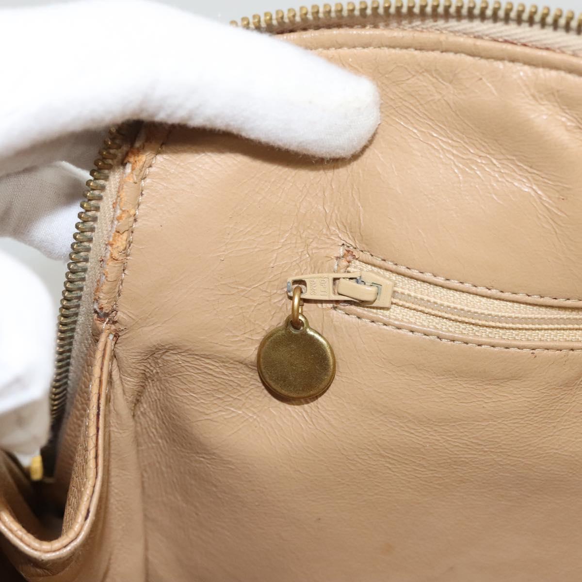 CHANEL Shoulder Bag Calf Skin Beige CC Auth bs24445