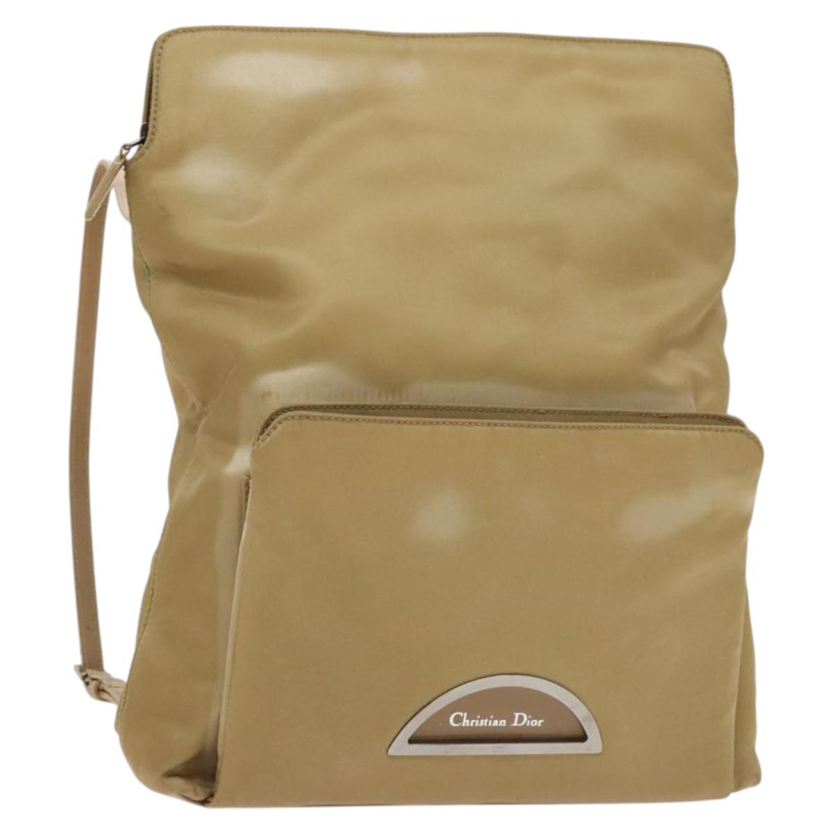 Christian Dior Backpack Nylon Beige Silver Auth bs24452