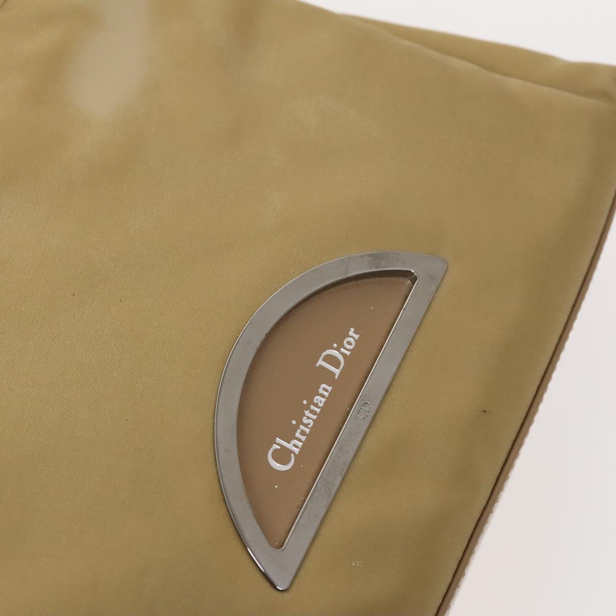 Christian Dior Backpack Nylon Beige Silver Auth bs24452