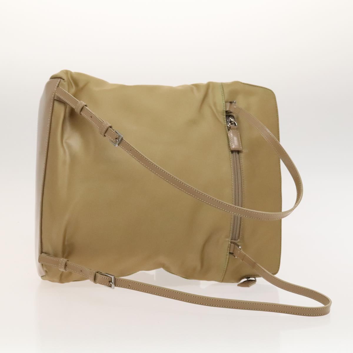 Christian Dior Backpack Nylon Beige Silver Auth bs24452