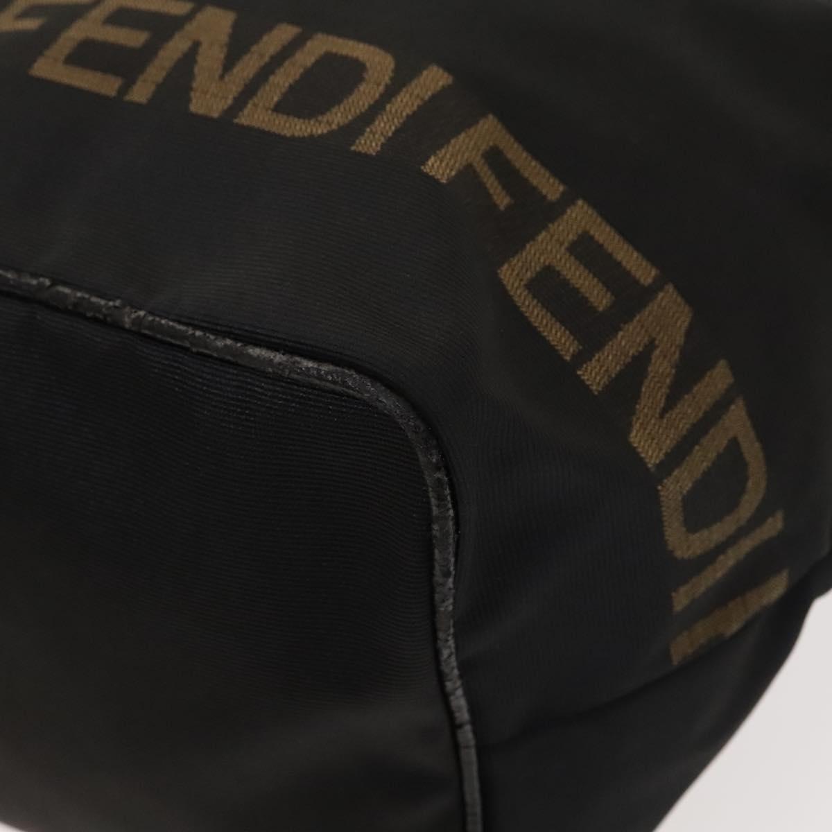 FENDI Shoulder Bag Nylon Black Gold Auth bs24463