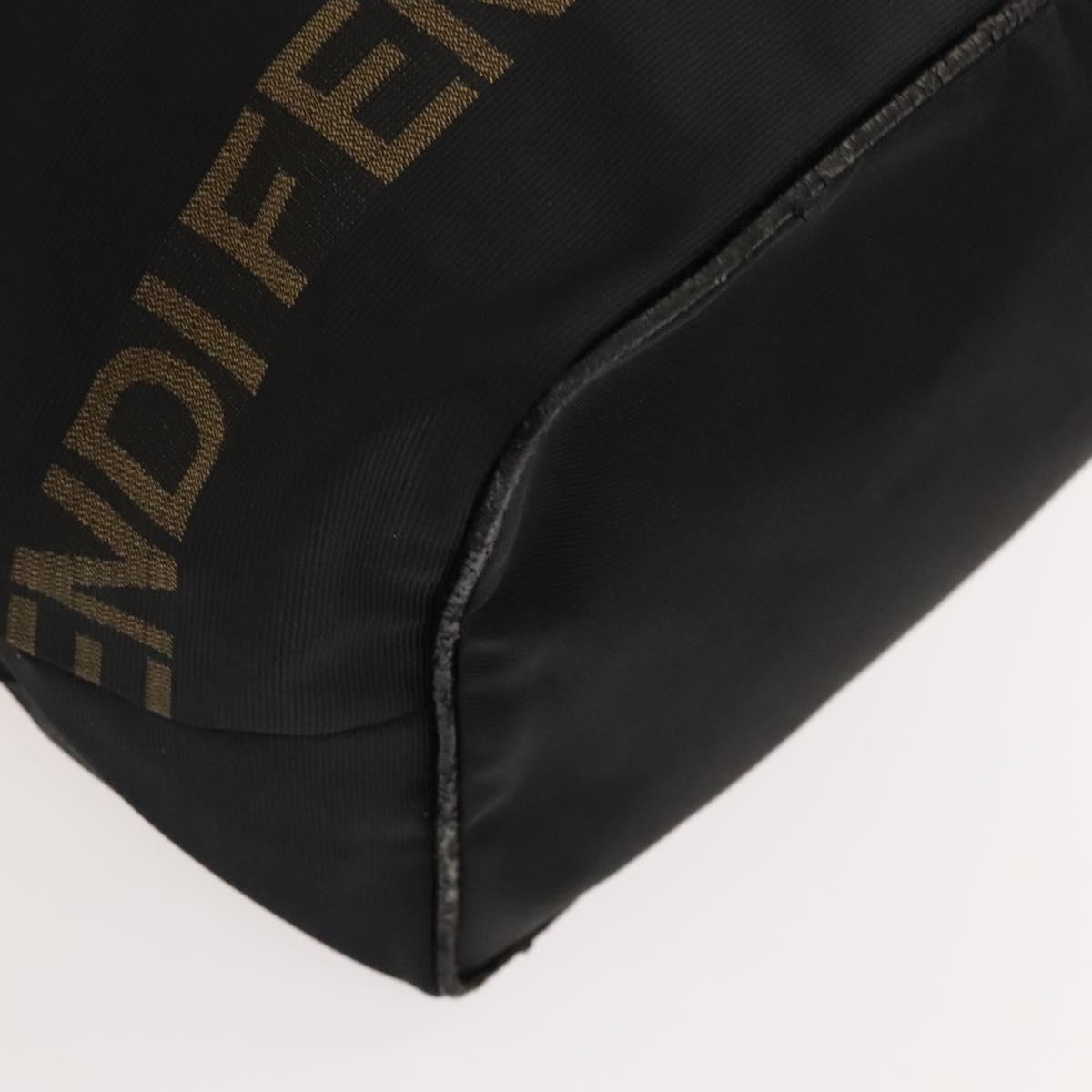 FENDI Shoulder Bag Nylon Black Gold Auth bs24463