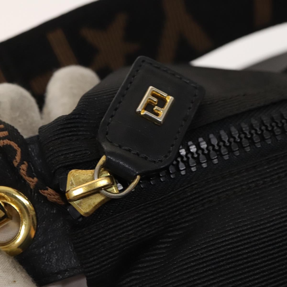 FENDI Shoulder Bag Nylon Black Gold Auth bs24463